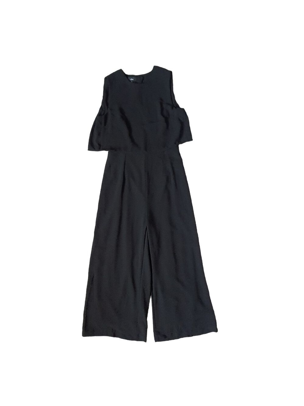 Lulu's Sleeveless Wide Leg Jumper Playsuit Open Back, Size Small, Black
